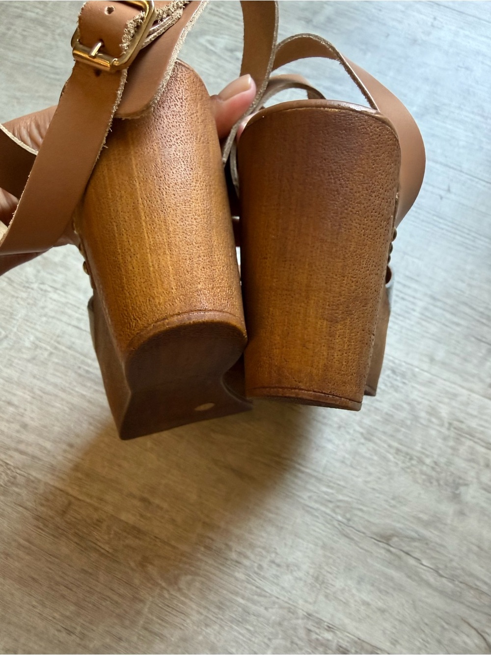 Seychelles Forward Wood Platform Suede Strap Wedge Sandals Size 7.5 Italy - Picture 9 of 11